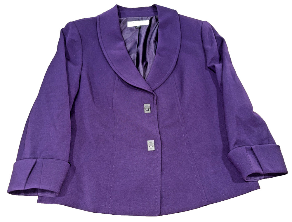 Tahari Arthur S Levine Purple Ponte Blazer Petite 12P Stretch